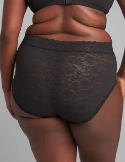 Brief Panties^Lane Bryant Stretch Lace High-Leg Brief Panty Black