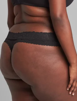 Thong Panties^Lane Bryant Stretch Lace Thong Panty Black