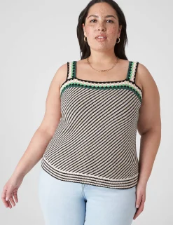 Shirts & Blouses^Lane Bryant Striped Stitch Sweater Tank Multi Stripe