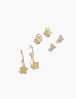 Earrings^Lane Bryant Stud And Hoop Charm Earrings 3 Pack Mixed Metal