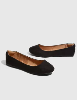 Flats & Sneakers^Lane Bryant Suede Round Toe Ballet Black