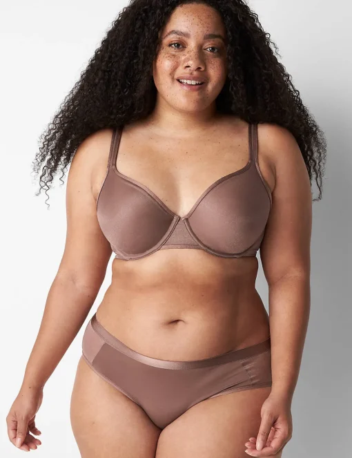 Underwire Bras^Lane Bryant Summer Sheer Unlined Balconette Bra Deep Taupe