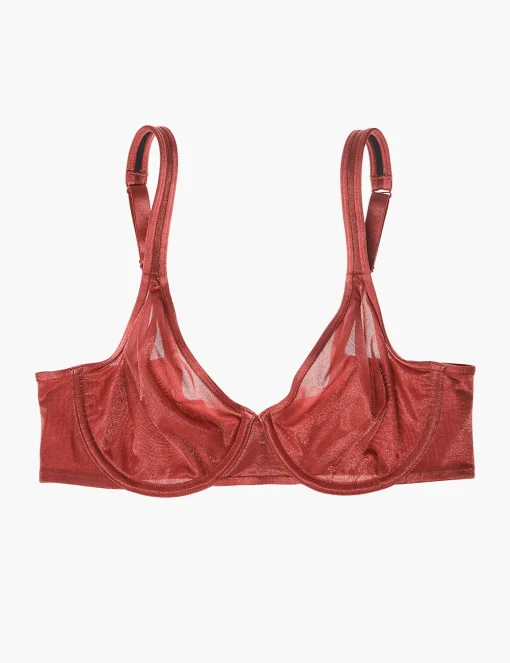 F To K Cups^Lane Bryant Summer Sheer Unlined Balconette Bra Brandy