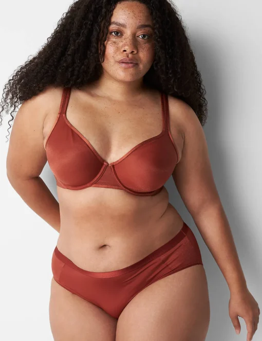 F To K Cups^Lane Bryant Summer Sheer Unlined Balconette Bra Brandy