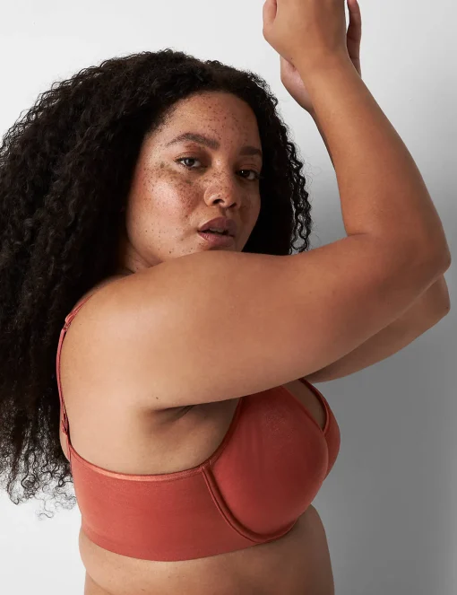 F To K Cups^Lane Bryant Summer Sheer Unlined Balconette Bra Brandy