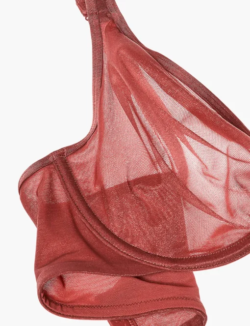 F To K Cups^Lane Bryant Summer Sheer Unlined Balconette Bra Brandy