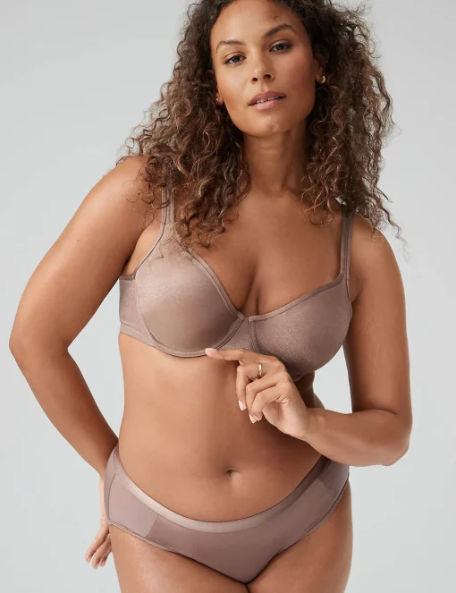 Underwire Bras^Lane Bryant Summer Sheer Unlined Balconette Bra Deep Taupe