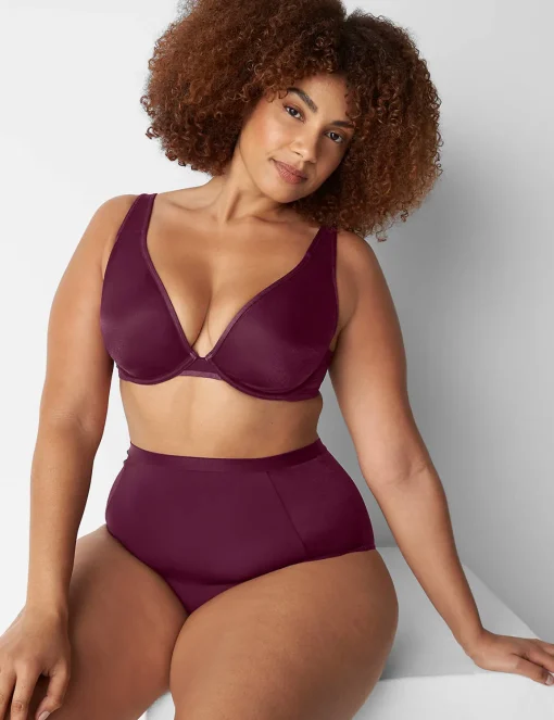 Plunge Bras^Lane Bryant Summer Sheer Unlined Plunge Bra Grape Wine
