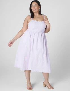 Maxi & Midi^Lane Bryant Sweetheart-Neck Stripe Fit & Flare Dress Lilac Skinny Stripe