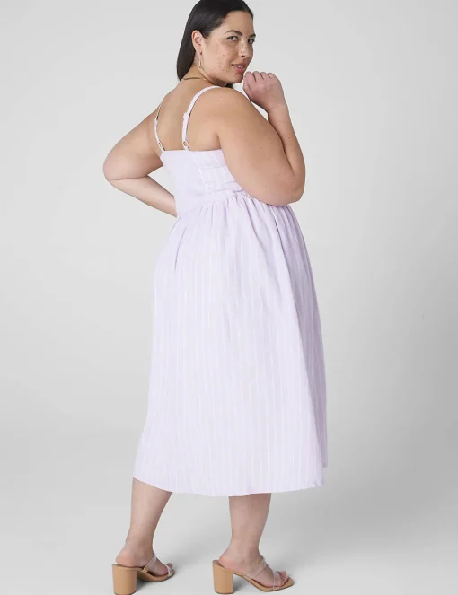 Fit & Flare^Lane Bryant Sweetheart-Neck Stripe Fit & Flare Dress Lilac Skinny Stripe