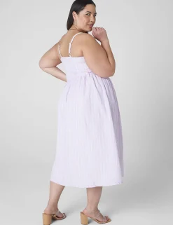 Maxi & Midi^Lane Bryant Sweetheart-Neck Stripe Fit & Flare Dress Lilac Skinny Stripe
