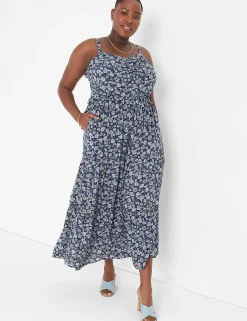 Maxi & Midi^Lane Bryant Sweetheart-Neck Tiered Maxi Dress Bursting Floral