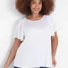 Knit Tops^Lane Bryant Swing Flutter-Sleeve Tee White