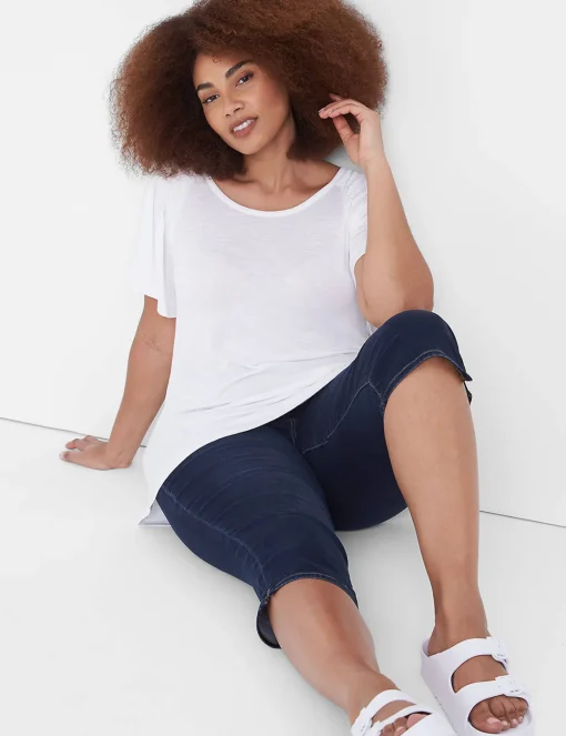 Knit Tops^Lane Bryant Swing Flutter-Sleeve Tee White