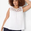 Knit Tops^Lane Bryant Swing Lace-Yoke Tank Top White