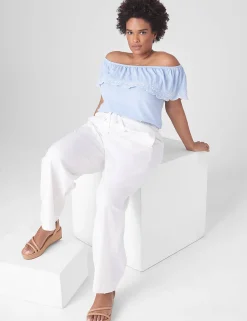 Knit Tops^Lane Bryant Swing Off-The-Shoulder Embroidered Top Brunnera Blue