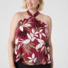 Knit Tops^Lane Bryant Swing O-Ring Halter Top Botanical Leaves