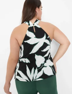 Knit Tops^Lane Bryant Swing O-Ring Halter Top Maluku Leaves