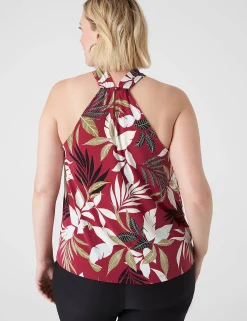 Shirts & Blouses^Lane Bryant Swing O-Ring Halter Top Botanical Leaves