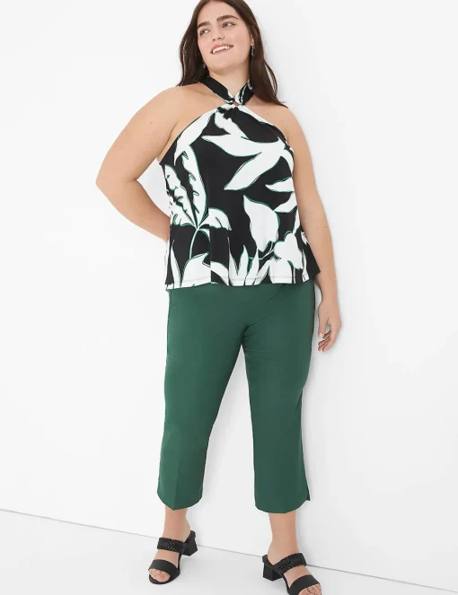 Knit Tops^Lane Bryant Swing O-Ring Halter Top Maluku Leaves