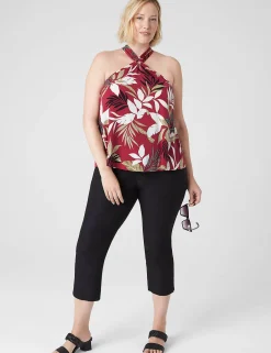 Shirts & Blouses^Lane Bryant Swing O-Ring Halter Top Botanical Leaves