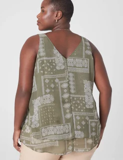 Knit Tops^Lane Bryant Swing Sleeveless Double-Layer Shell Bandana Print
