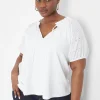 Knit Tops^Lane Bryant Swing Tie-Neck Eyelet Top White