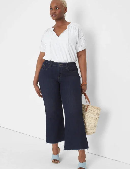 Knit Tops^Lane Bryant Swing Tie-Neck Eyelet Top White