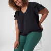 Shirts & Blouses^Lane Bryant Swing V-Neck Ruffle Blouse Black