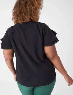 Shirts & Blouses^Lane Bryant Swing V-Neck Ruffle Blouse Black