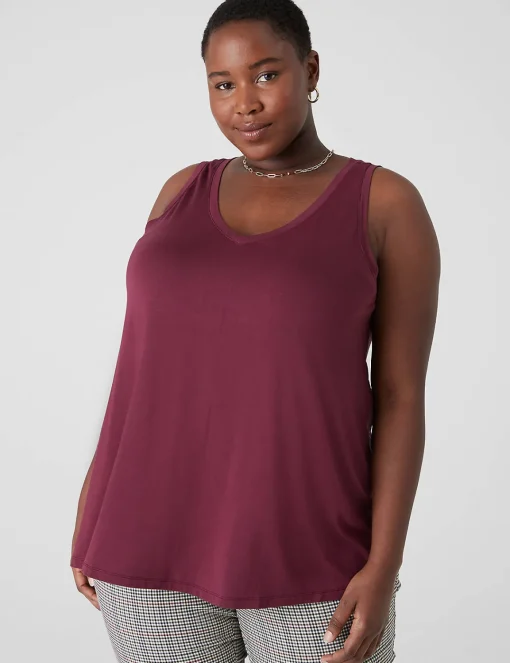 Knit Tops^Lane Bryant Swing V-Neck Tank Maroon