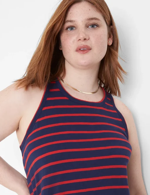 Casual^Lane Bryant Tank Racerback Midi Dress Red & Blue Stripe