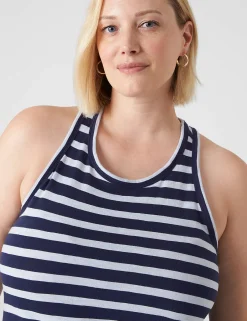 Maxi & Midi^Lane Bryant Tank Racerback Midi Dress Blue Stripe
