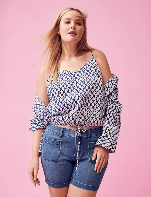 Shirts & Blouses^Lane Bryant Tie-Hem Crop Tank Shibori Diamond
