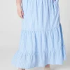 Skirts^Lane Bryant Tiered Linen Maxi Skirt Blue Skinny Stripe