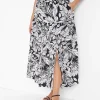 Date Night^Lane Bryant Tiered Maxi Skirt With Front Slit Maui Leaves