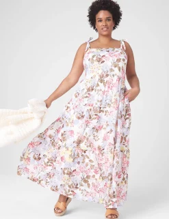 Fit & Flare^Lane Bryant Tie-Strap Tiered Maxi Dress Spring Bouquet