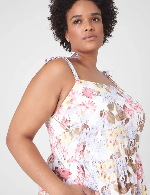Fit & Flare^Lane Bryant Tie-Strap Tiered Maxi Dress Spring Bouquet