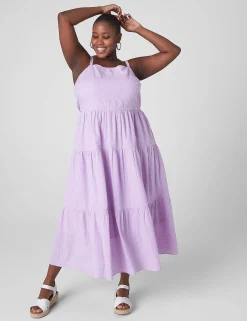 Casual^Lane Bryant Tie-Strap Tiered Maxidress Violet