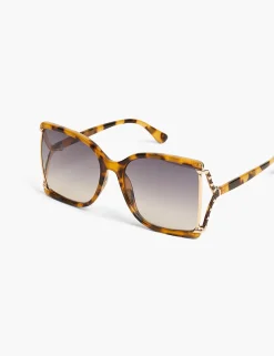 Sunglasses^Lane Bryant Tort With Gold Side Detail Oversiz Natural Tortoise