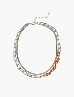 Necklaces^Lane Bryant Tortise And Chain Multi-Row Necklac Silver