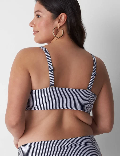 Swim Tops^Lane Bryant Underwire Seersucker Swim Bikini Top Maritime Blue Seersucker