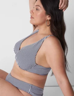 Swim Tops^Lane Bryant Underwire Seersucker Swim Bikini Top Maritime Blue Seersucker