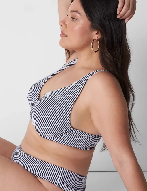 Swim Tops^Lane Bryant Underwire Seersucker Swim Bikini Top Maritime Blue Seersucker