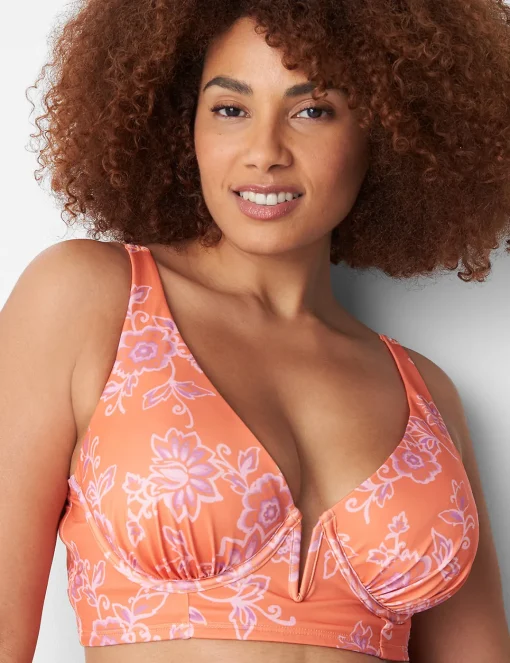 Swim Tops^Lane Bryant Underwire V-Wire Bikini Swim Top Nectarine Floral