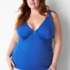 Swim Tops^Lane Bryant Underwire V-Wire Swim Tankini Top Beaucoup Blue