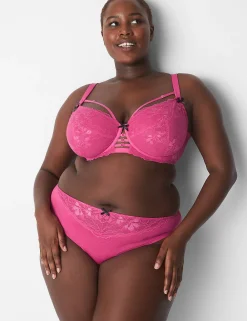Balconette Bras^Lane Bryant Unlined Curvy Balconette Bra Pink Yarrow