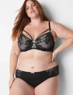Underwire Bras^Lane Bryant Unlined Curvy Balconette Bra Black