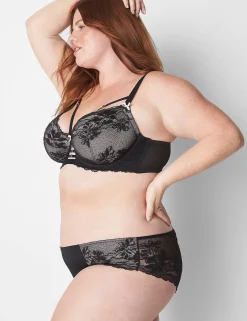 Underwire Bras^Lane Bryant Unlined Curvy Balconette Bra Black