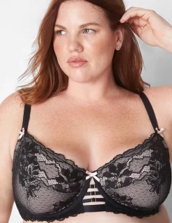 Underwire Bras^Lane Bryant Unlined Curvy Balconette Bra Black